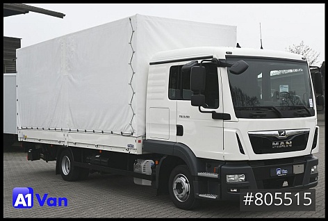 Lastkraftwagen > 7.5 - Skrzynia ciężarówki i plandeka - MAN - TGL 8.190 Pritsch + Plane, Schalfkabine,LBW